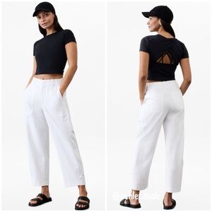 NWT Athleta Skyline High Rise Barrel Leg Pant | Bright White